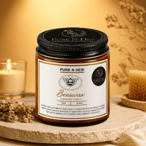 PURE N DESI Beeswax Candles100g Handmade Natural Beeswax Candle in Amber Jar