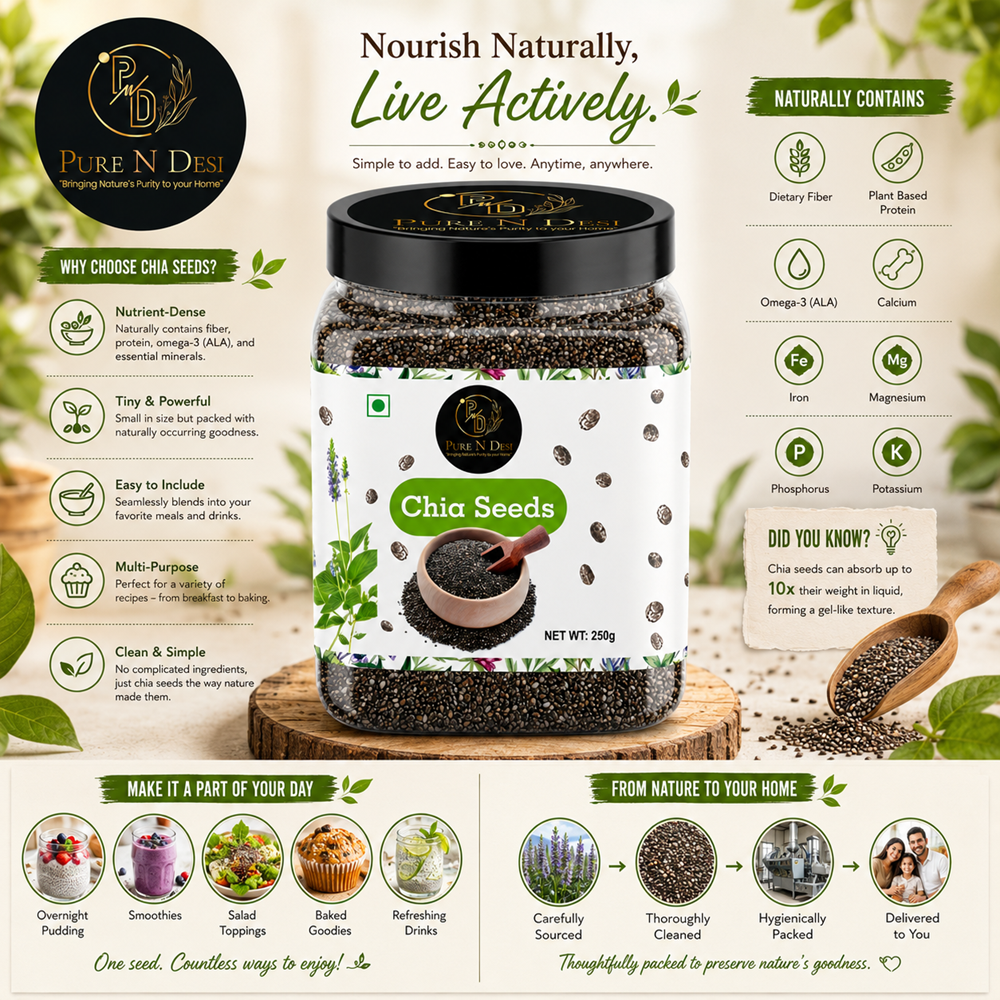 PURE N DESI Chia Seeds 250g – Raw Chia Seeds | Natural Superfood Seeds - Image 6