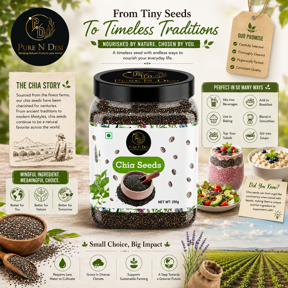 PURE N DESI Chia Seeds 250g – Raw Chia Seeds | Natural Superfood Seeds - Image 5