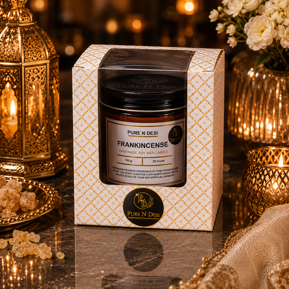 PURE N DESI Frankincense Soy Wax Candles 100g – Premium Luxury Candle | Amber Glass Jar - Image 7
