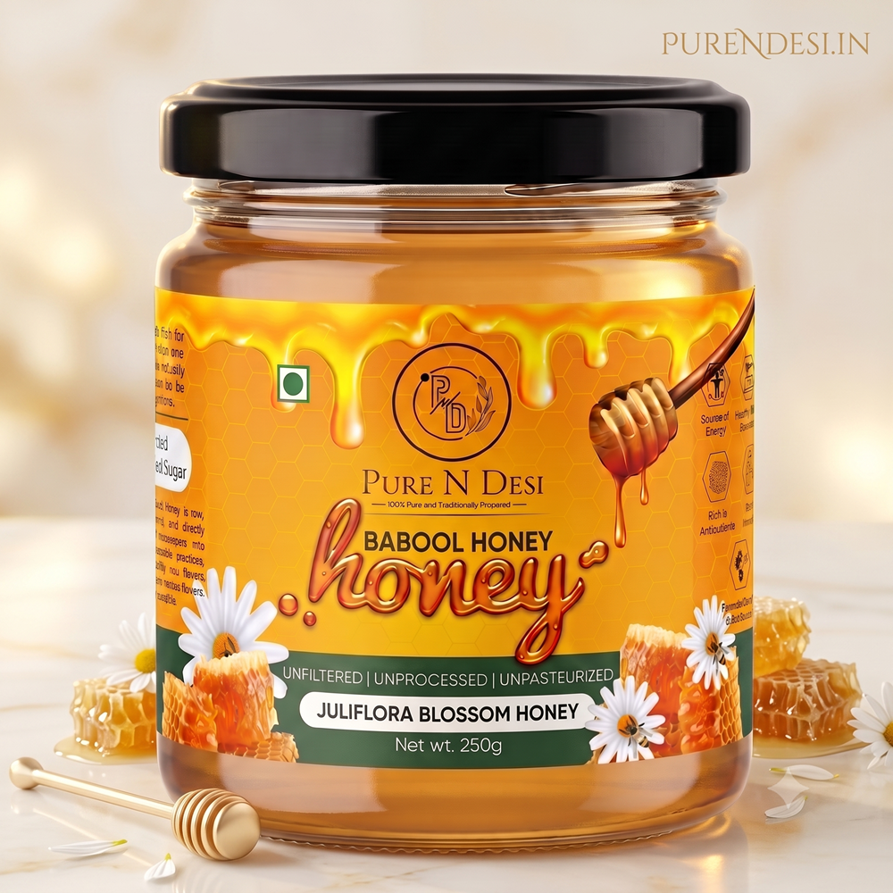 PURE N DESI Juliflora Honey 250g glass jar