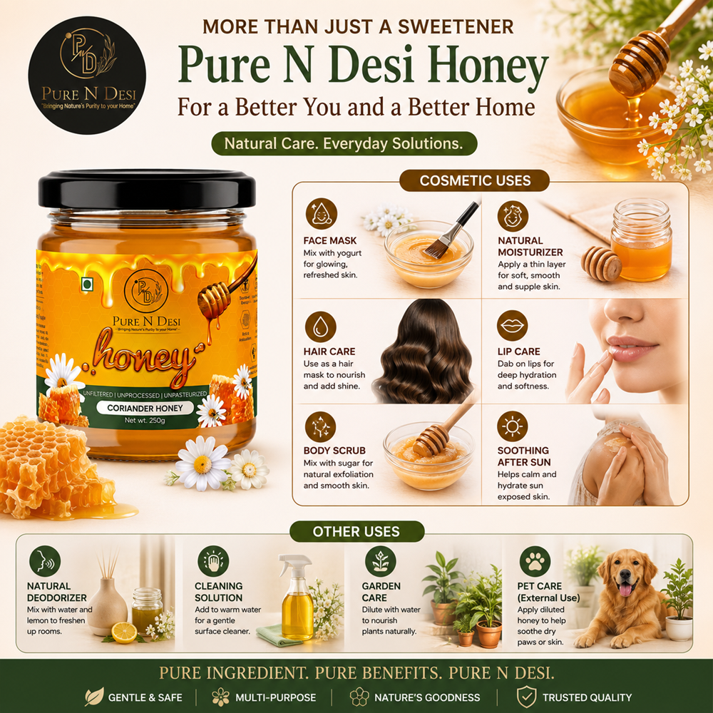 PURE N DESI Coriander Honey – Pure Natural Raw Honey | 250g & 500g Glass Jar - Image 7