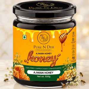 Pure N Desi Ajwain Honey 500g Glass Jar