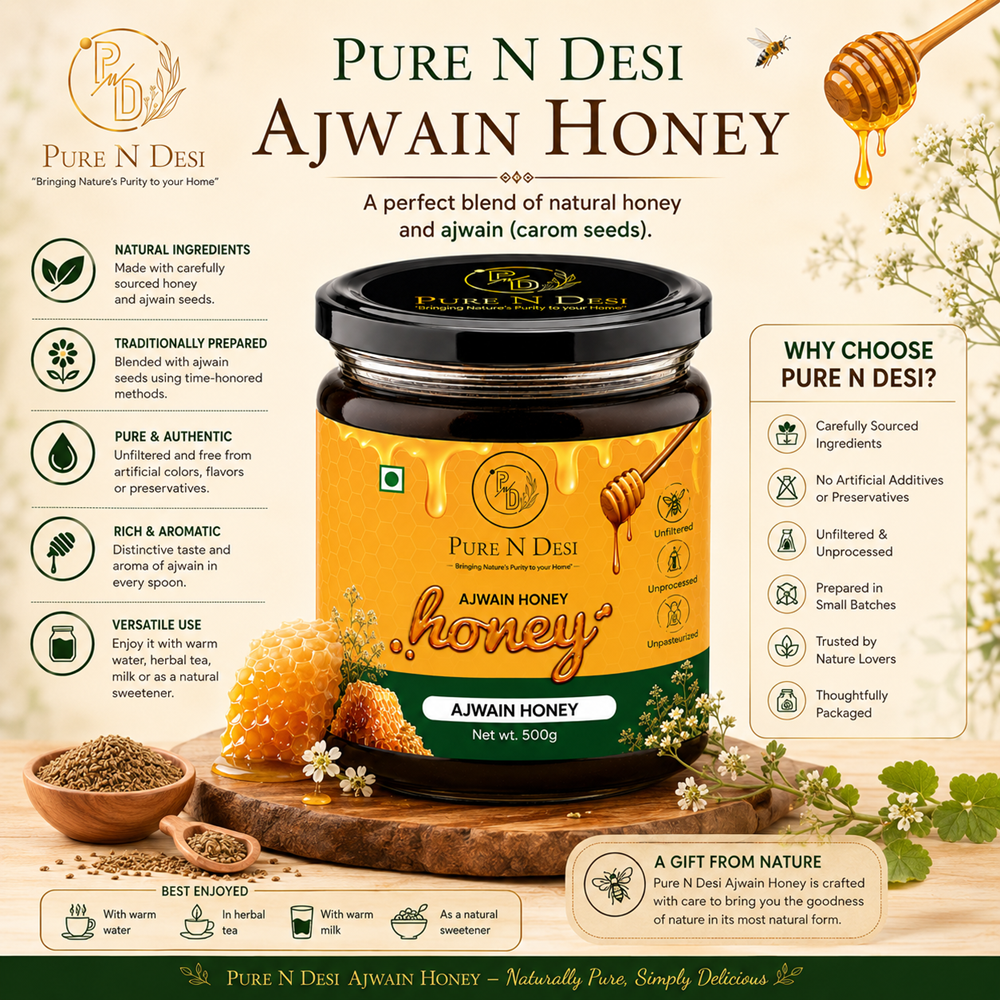 Ajwain Honey raw unflitered features