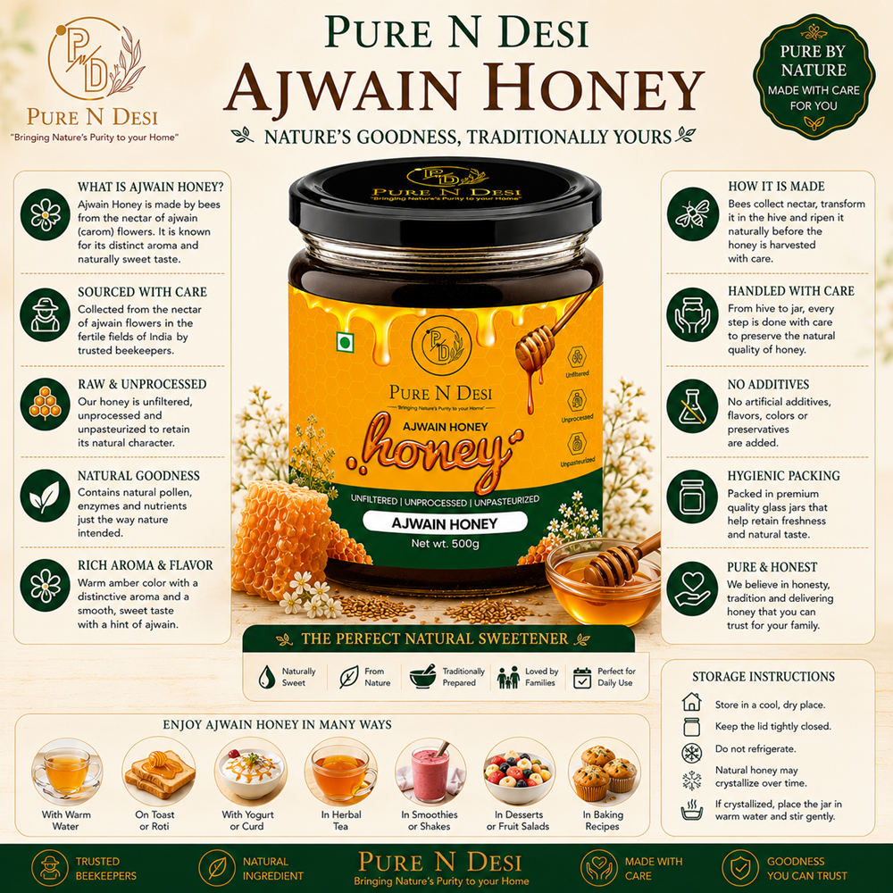 Pure N desi Ajwai Honey Uses and Serving Suggestions